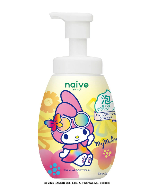 Kracie Naive Sanrio My Melody Foaming Body Wash Grapefruit & Lime Scent 600ML
