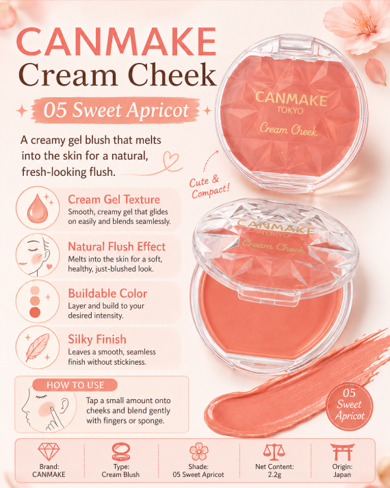 CANMAKE Cream Cheek 05 Sweet Apricot 2.2G