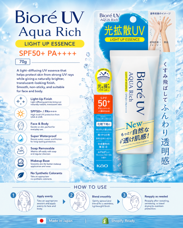 Kao Biore UV Aqua Rich Light Up Essence SPF50+ 70G