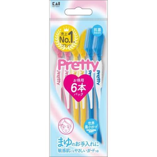 KAI Pretty Eyebrow Razor – Sensitive Skin, 6-Pack