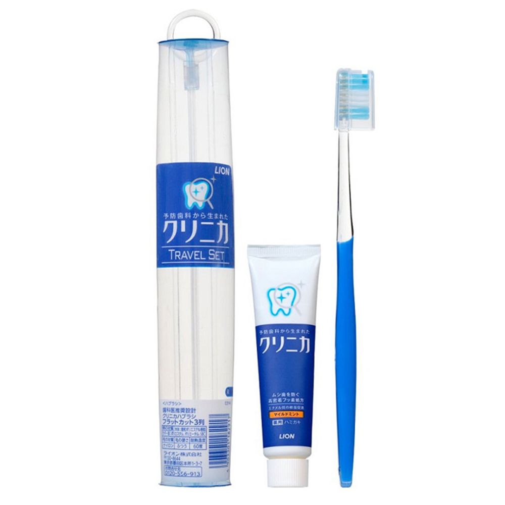 LION Portable Toothbrush & Toothpaste Travel Set