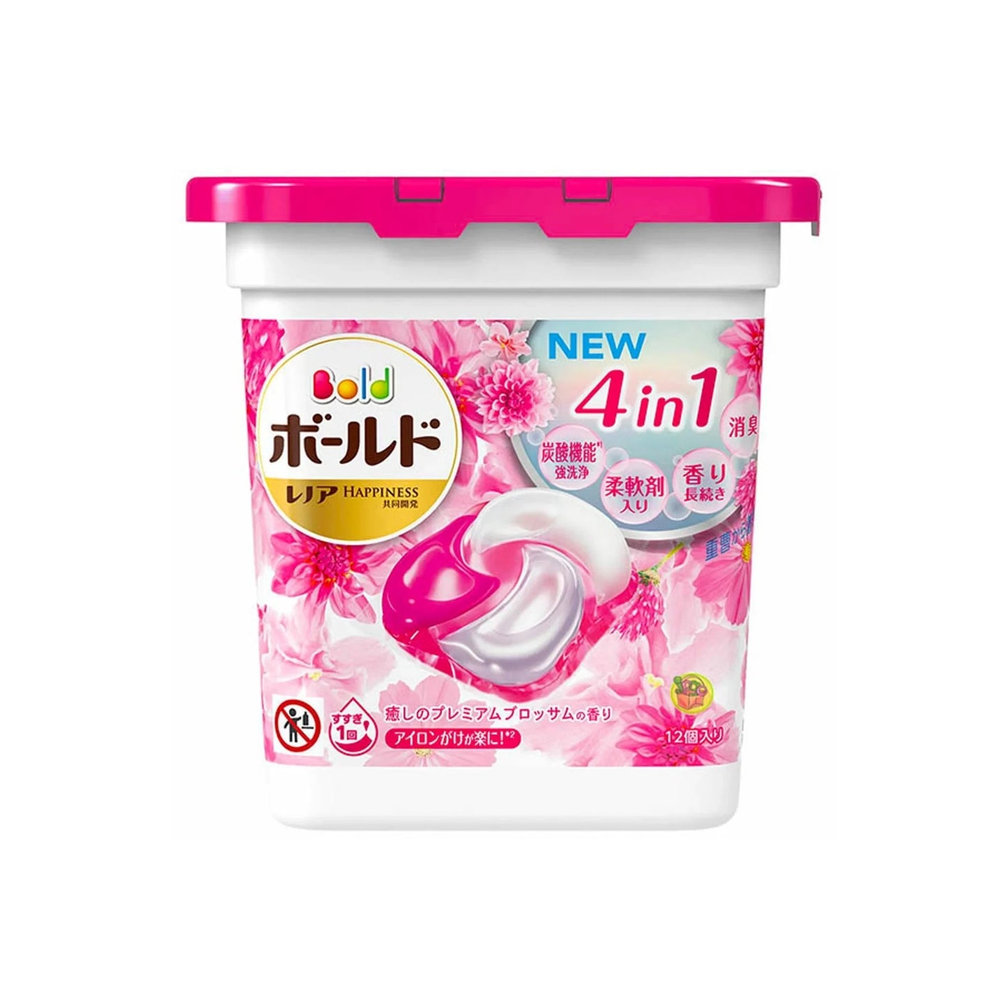 P&G Bold Hyper 4D Laundry Detergent 4-in-1 Gel Capsules Premium Blossom 11pcs (Pink) （Ｐ＆Ｇ洗衣珠11个入粉色）