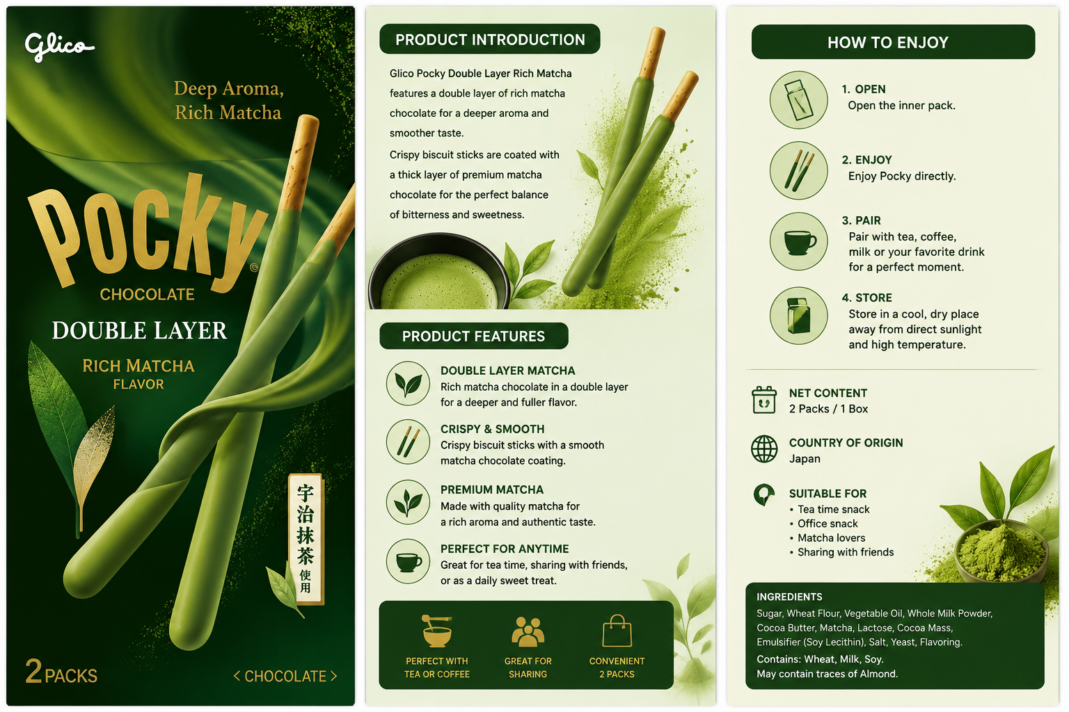 Glico Pocky Double Rich Matcha Chocolate Biscuit Sticks