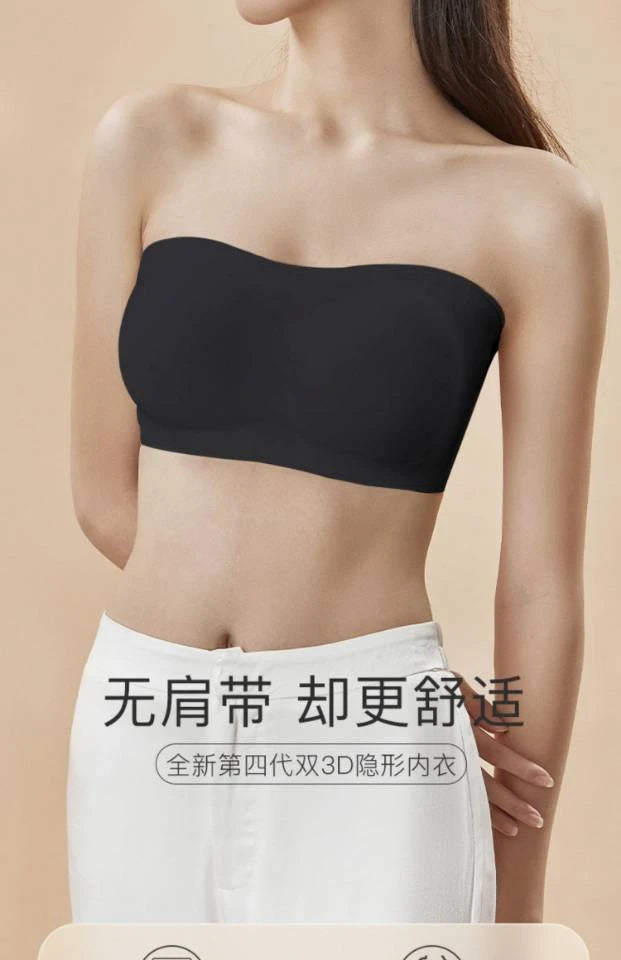 CAJ "Strapless Anti-Slip Push-Up Bandeau Bra with Thin Padding" 亲密花园无肩带防滑聚拢薄款抹胸幻视款（幻视无肩带）