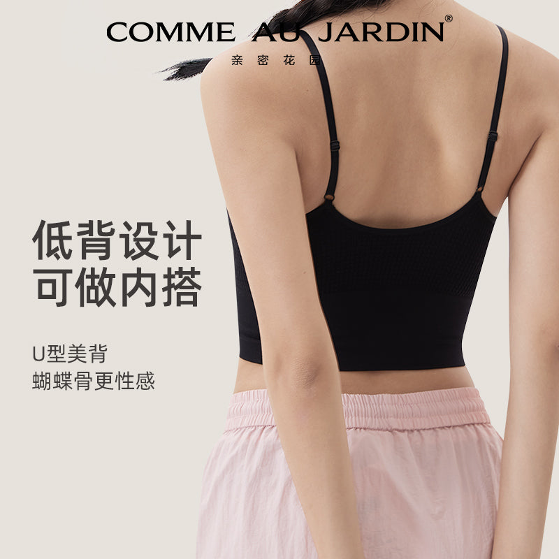 CAJ Premium Seamless Sports Bra for Women – High Support Yoga Top with Stylish Back Design for Running and Fitness 无缝运动内衣外穿文胸训练美背bra瑜伽上衣防震跑步背心女健身服 细带律动2in1