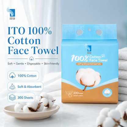 ITO 100% Cotton Disposable Face Towels – 300 Sheets