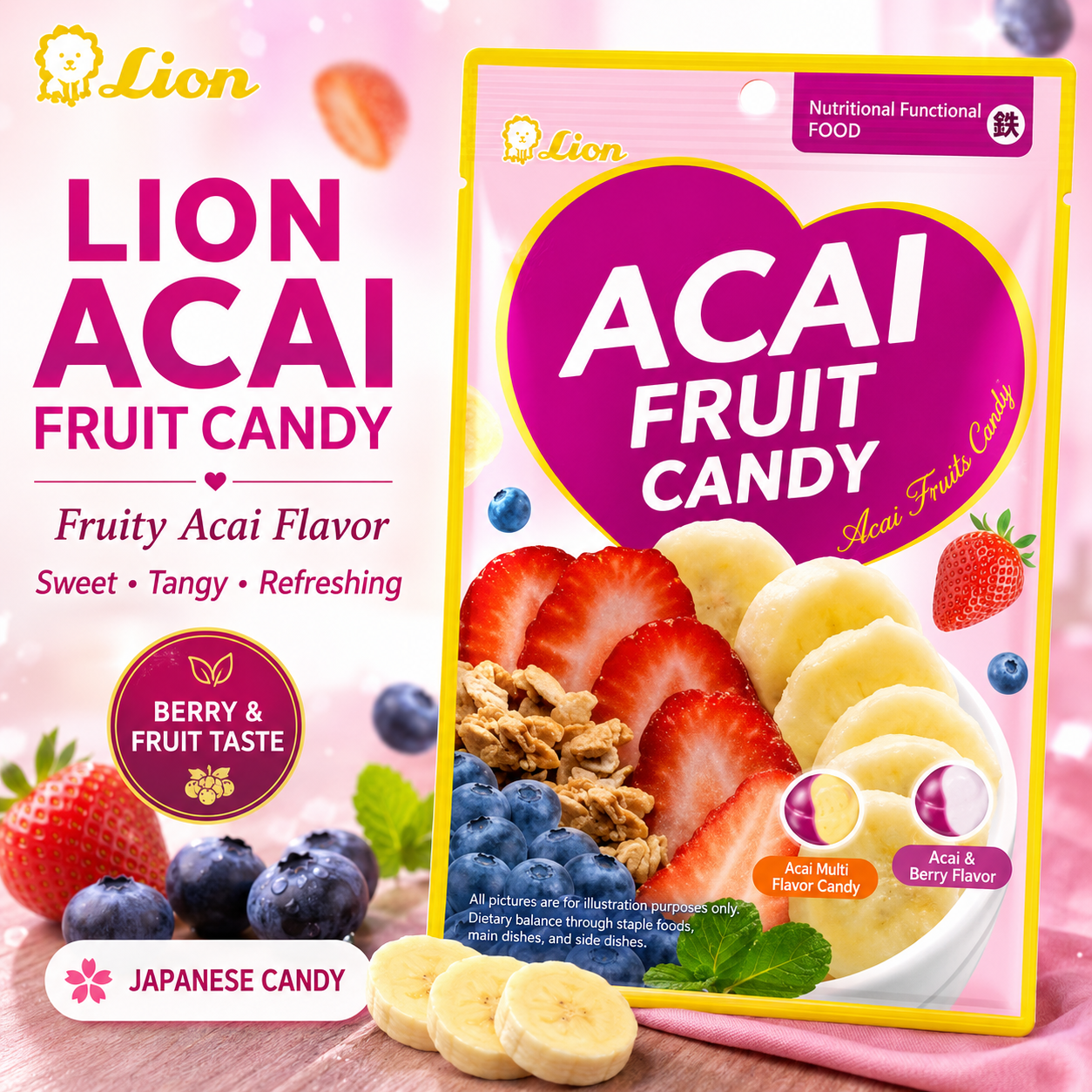 LION Berry Fruit Candy – 69g