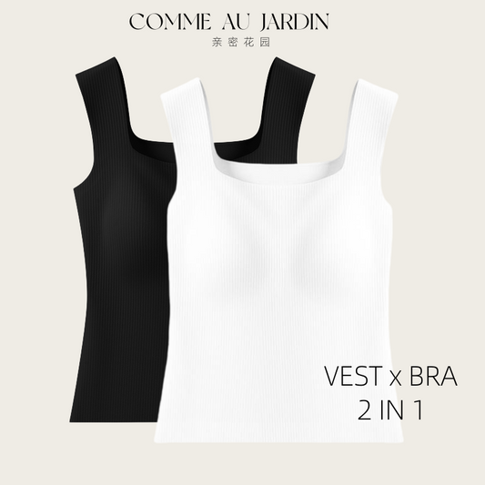 CAJ Women's Warm Seamless Wide Strap Tank Top with Built-In Bra and Removable Pads for Women, 2-in-1 Base Layer  秋冬款  宽肩带肌底衣新款无痕可外穿带胸垫免穿文胸打底背心女 舒林2in1