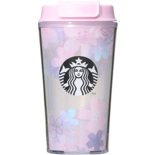 Starbucks 2023 Sakura Limited Edition First Powder Cover Transparent Sakura Short Water Cup 355ML