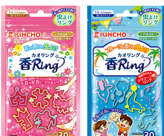 Kincho Kaori Ring Mosquito-Repellent Bracelets – Flower Scent & Fruit Scent (30-Pack Each)