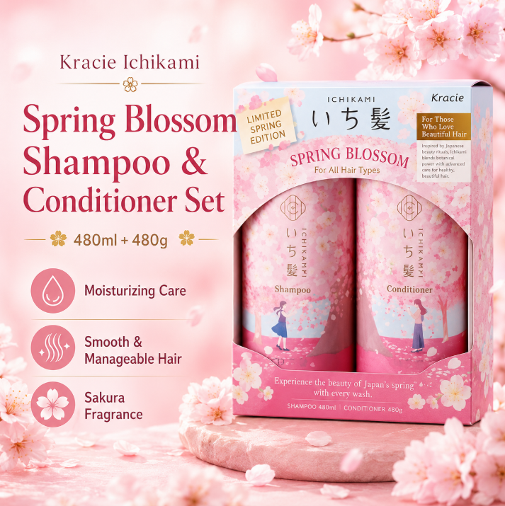 Ichikami Spring Blossom Shampoo & Conditioner Set 480Ml + 480G
