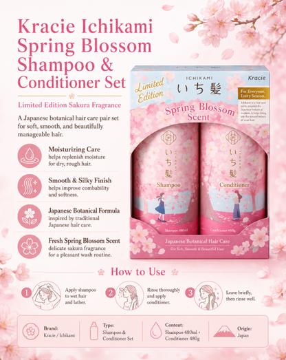 Ichikami Spring Blossom Shampoo & Conditioner Set 480Ml + 480G