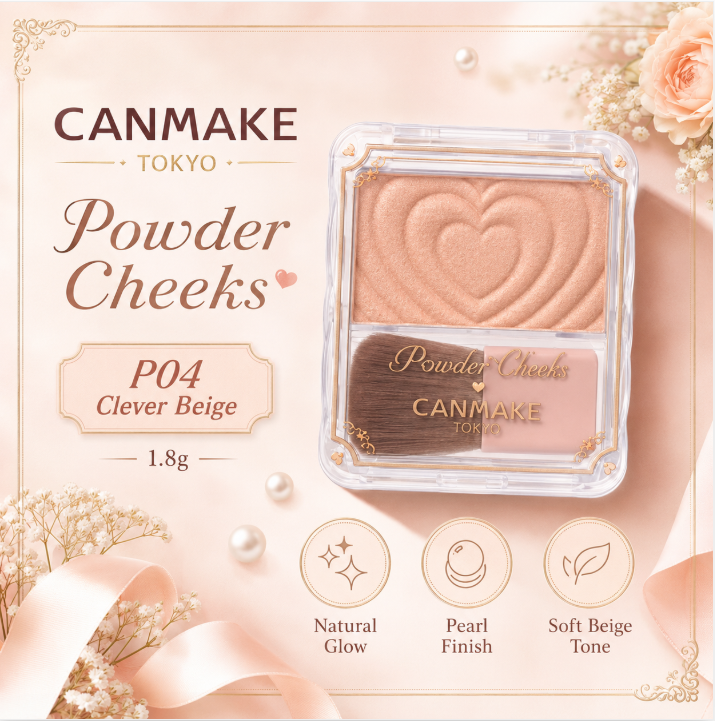 CANMAKE Powder Cheeks P04 Clever Beige – 1.8g
