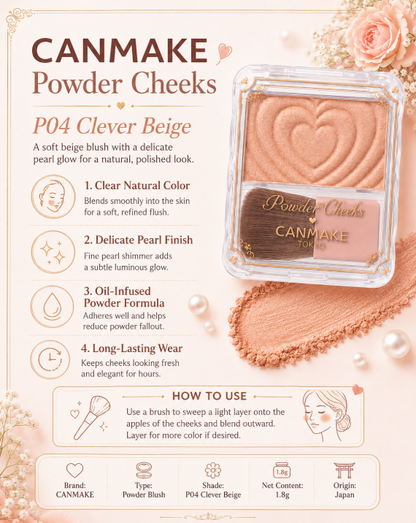 CANMAKE Powder Cheeks P04 Clever Beige – 1.8g