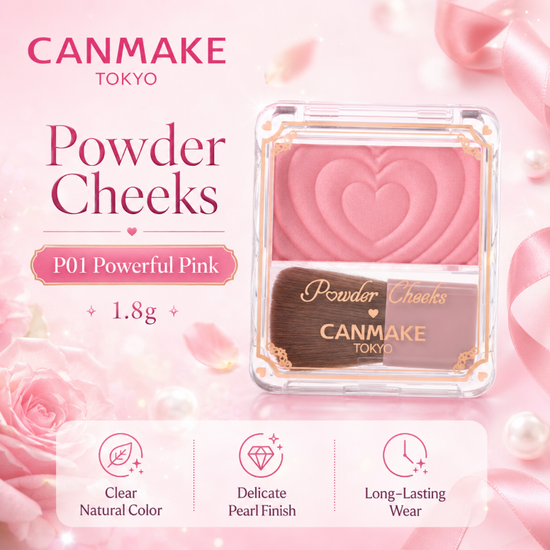 CANMAKE Powder Cheeks P01 Powerful Pink – 1.8g