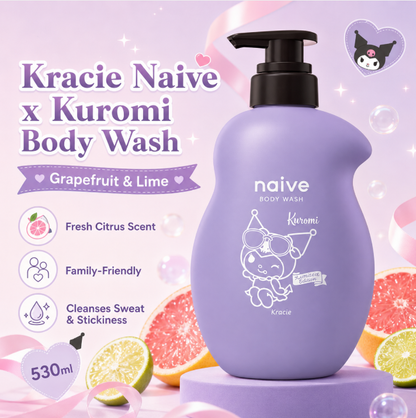Kracie Naive Sanrio Kuromi Body Wash Grapefruit & Lime Scent 530ML