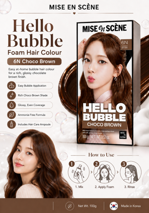 Mise En Scene Hello Bubble Foam Hair Colour 6N Choco Brown 100G