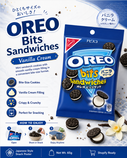 Oreo Bits Sandwich Vanilla Mini Vanilla-Cream Cookie Pack (65 G)