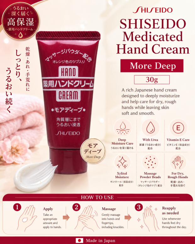 Shiseido Medicated Hand Cream More Deep Tube 30G