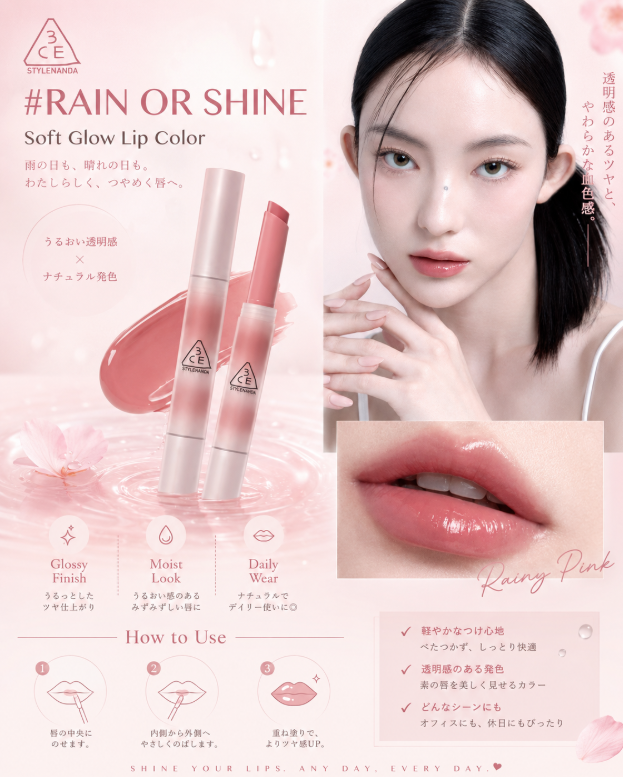 3CE Shine Reflector Lip Balm Rain Or Shine 1.7G
