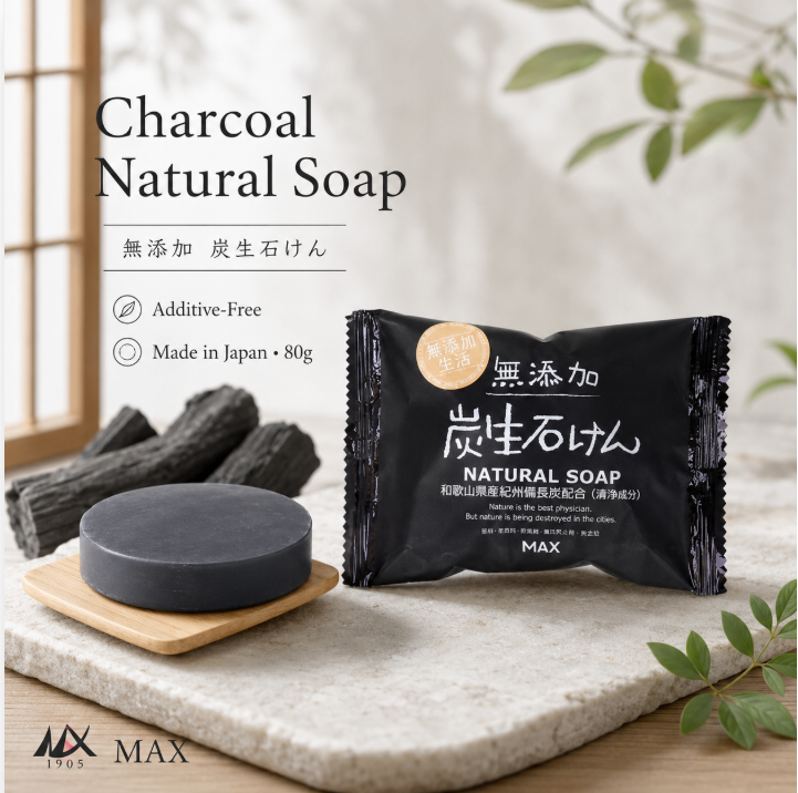 Mutekaseikatsu Additive-Free Charcoal Natural Soap 80G