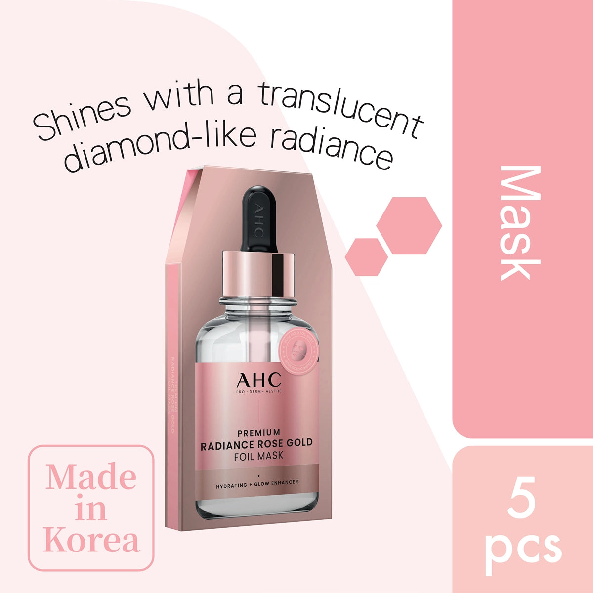 AHC Premium Brightening Rose Gold Foil Mask 5 Sheets