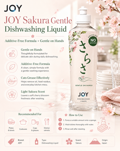JOY Sakura Gentle Dishwashing Liquid – Additive-Free Formula 280ml