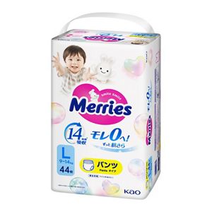 MERRIES Air Through Pants L Size 44pcs (9-14KG)