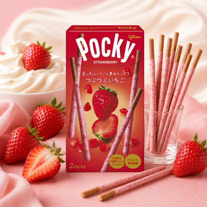 Glico Pocky Strawberry Biscuit Sticks 2 Packs 70g