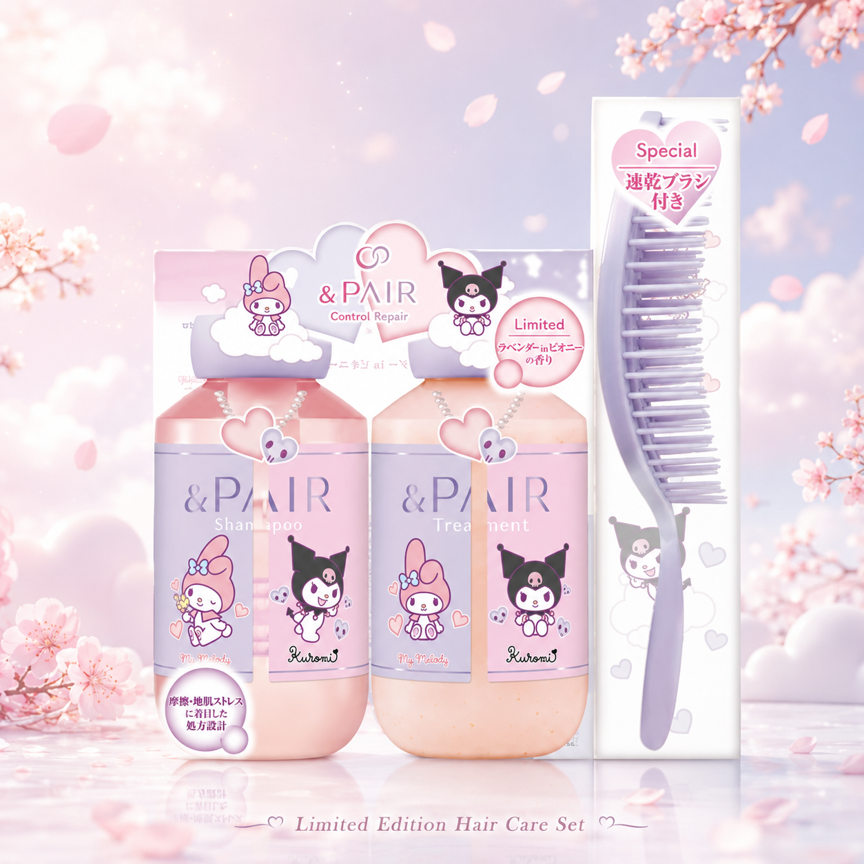 &Honey Sanrio Limited Hair Care Set – My Melody & Kuromi with Hair Brush