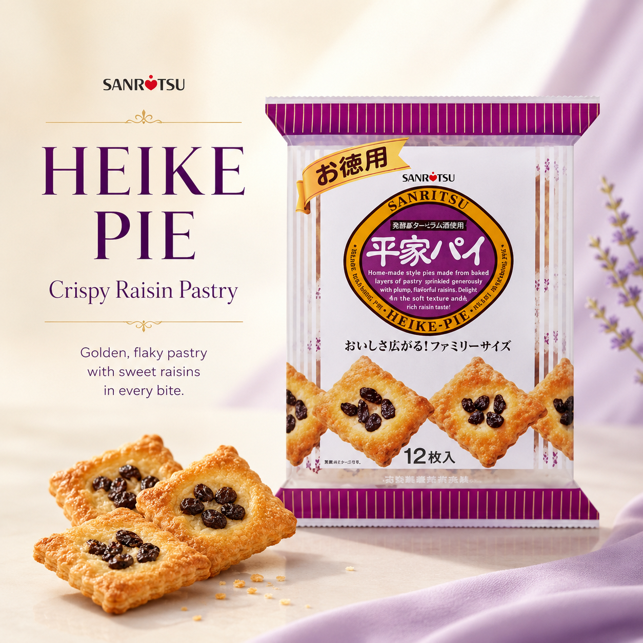 Sanritsu Heike Pie Raisin Pastry 12 Pieces