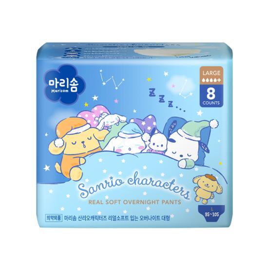 Marisom x Sanrio Characters Real Soft Overnight Sanitary Pads, Size M (8 pcs)