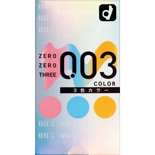 Okamoto 003 0.03mm Latex 3 Color Assortment Condom 12 pcs（冈本003安全套 三色系列 12枚入）