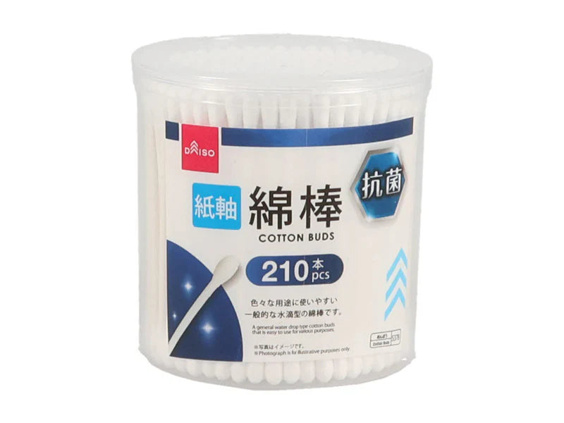DAISO Antibacterial Paper Stick Cotton Swabs (210 Pieces)