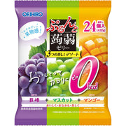 ORIHIRO Purunto Konjac Jelly Pouch Zero Calorie Assortment Kyoho Grape, Muscat & Mango 432G / 24 Pieces