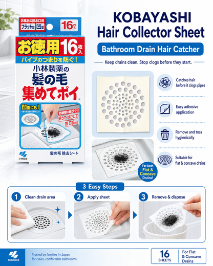 KOBAYASHI Hair Catcher Drain Stickers 16pcs