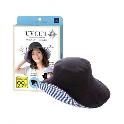 UV CUT  FOLDABLE & REVERSIBLE UV HAT BLACK&LINE