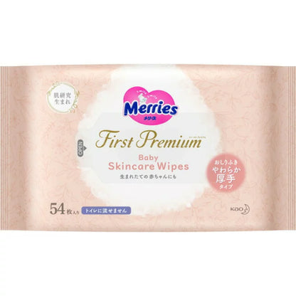 MERRIES First Premium Unscented Thick Baby Wipes Refill 54 Sheets × 2 Packs