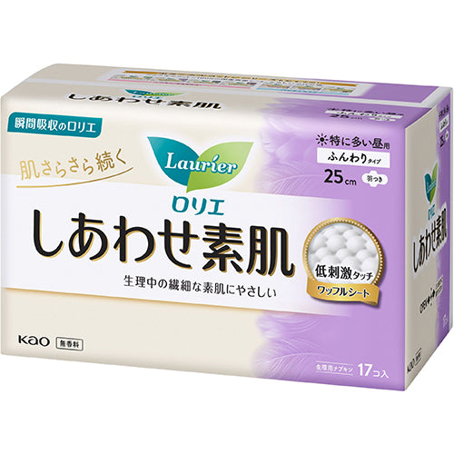 KAO LAURIER SANITARY NAPKIN WING 25CM*17PCS（花王 乐而雅日用卫生巾带护翼25cm*17片）