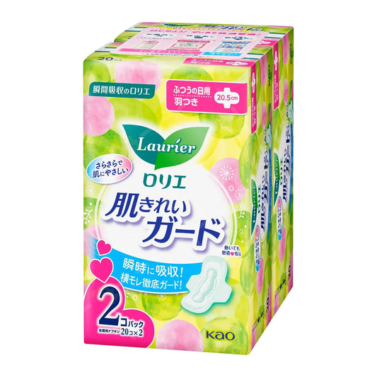 KAO Laurier Skin Comfort Sanitary Pads 20.5cm 40 Pieces (20×2 Packs)