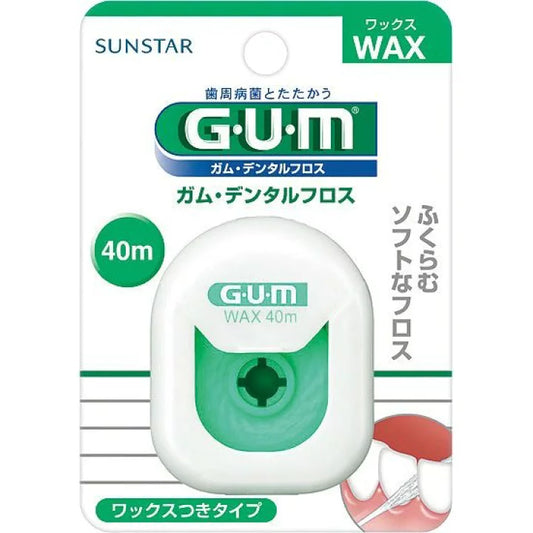 SUNSTAR GUM DENTAL FLOSS WAXED EXPANSIVE TYPE (GREEN) 40M（Sunstar 牙周护理牙线绿色）