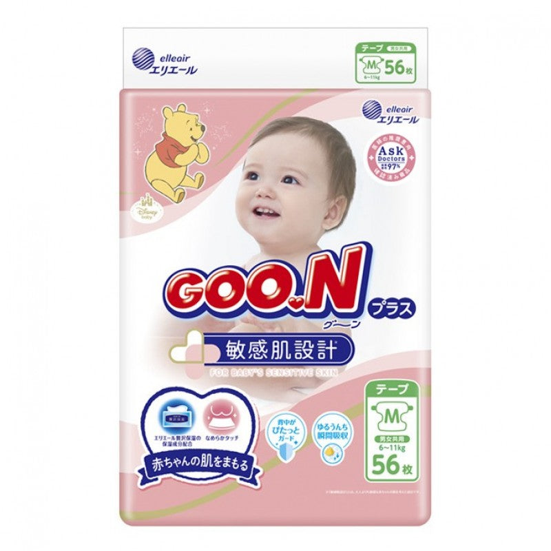 Goo.N Plus Nappies for Best Comfort Size M （6-12KG）56PK