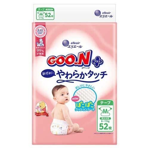 GOO.N Plus Sensitive Skin Tape Nappies M 52pcs （6-11KG）