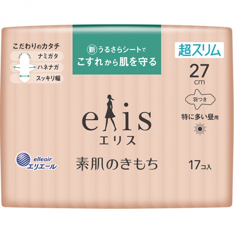 Elis Bare-Skin Super Slim Sanitary Napkin Wings, 27 cm (17 pcs)