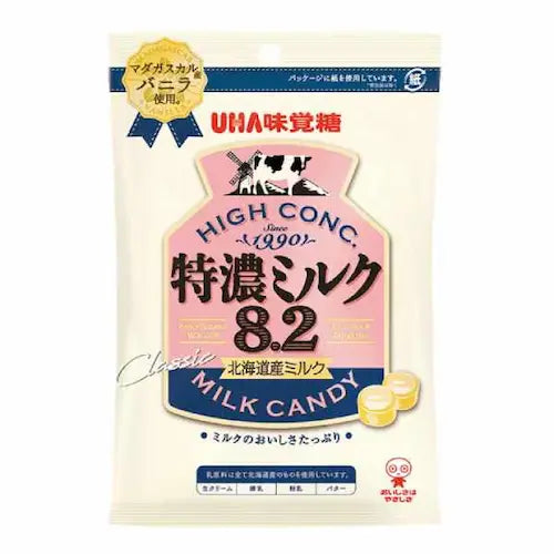 UHA Mikakuto Tokunō Milk 8.2 – Hokkaido Milk Hard Candy, 88 g Bag