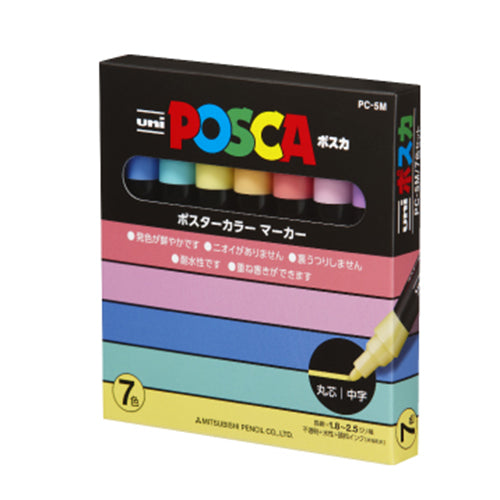 Uni POSCA Paint Marker – Medium Point, Natural Pastel 7‑Color Set