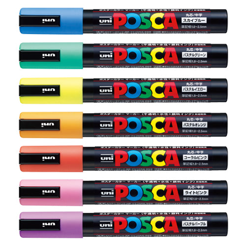 Uni POSCA Paint Marker – Medium Point, Natural Pastel 7‑Color Set