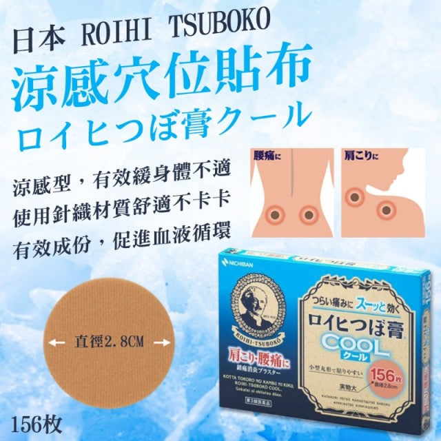 NICHIBAN ROIHI-TSUBOKO COOL Pain Relief Patches 156pcs