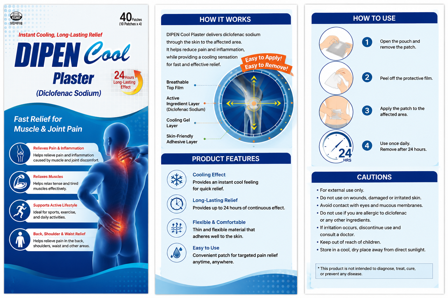 Difen Cool Plaster Pain Relief Patch 40 Sheets