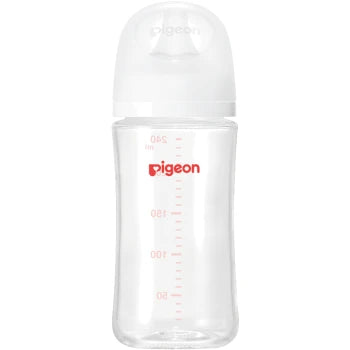 PIGEON Glass Baby Bottle Natural Real Feeling 3rd Generation 240ML (L) Over 6 Months（PIGEON 贝亲 玻璃奶瓶 天然真感 第三代 240ML（大）6个月以上